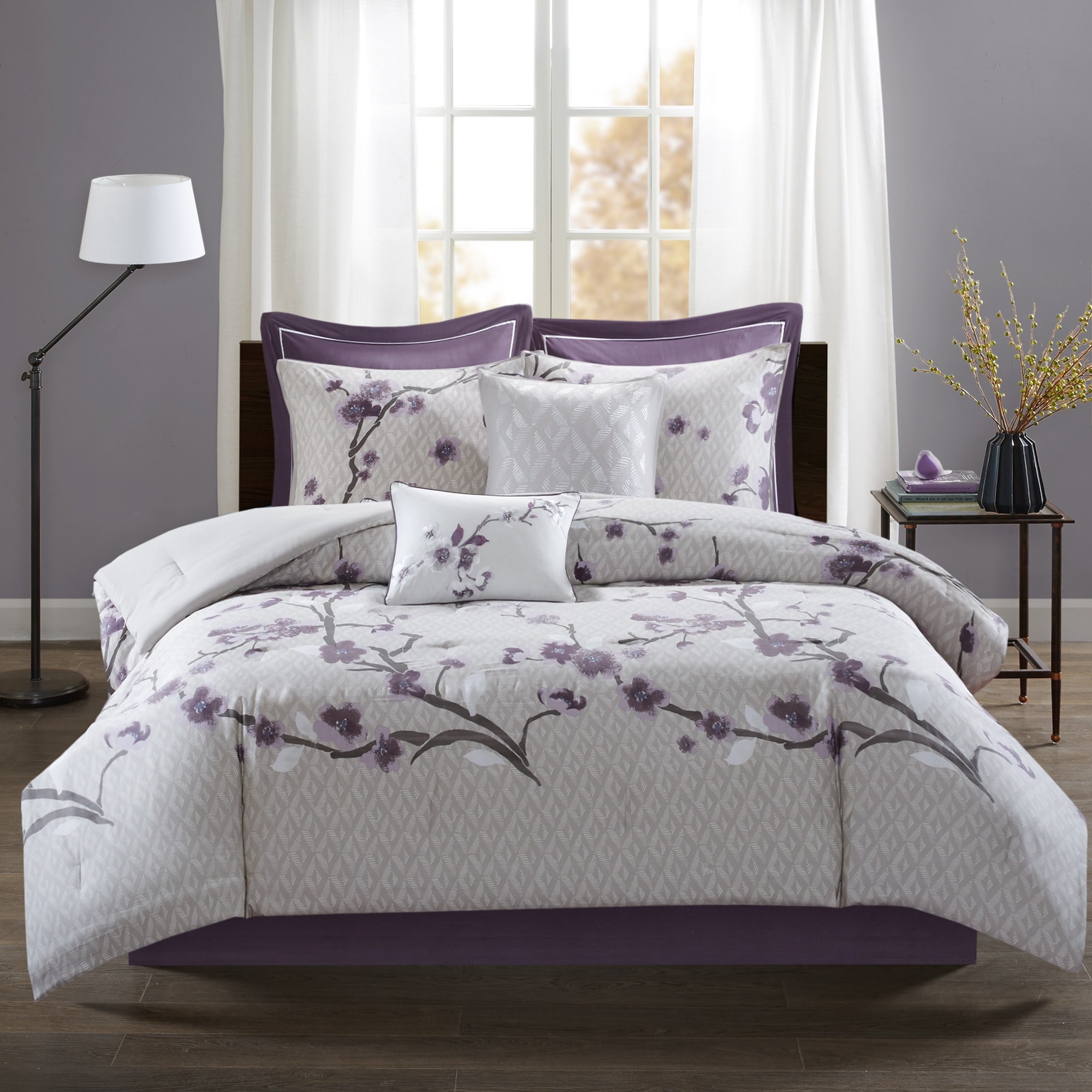 Madison Park Isabella Purple 8 Piece Cotton Comforter Set ...