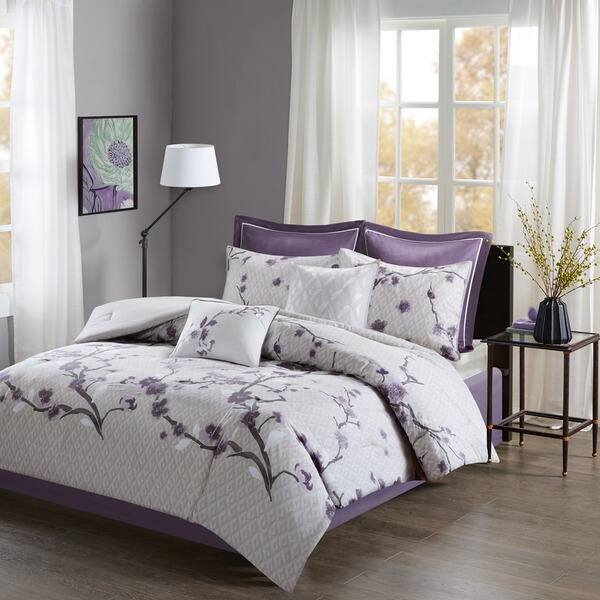 Shop Madison Park Isabella Purple 8 Piece Cotton Comforter Set