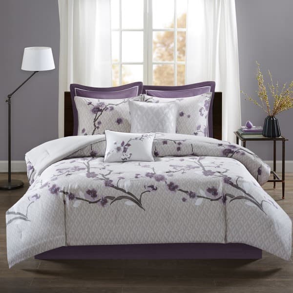 Shop Madison Park Isabella Purple 8 Piece Cotton Comforter Set