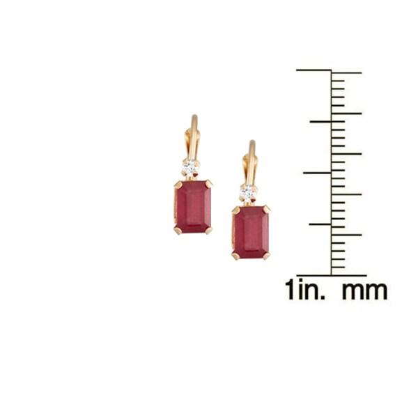 Gioelli 10K Yellow Gold Created Ruby Leverback Earrings