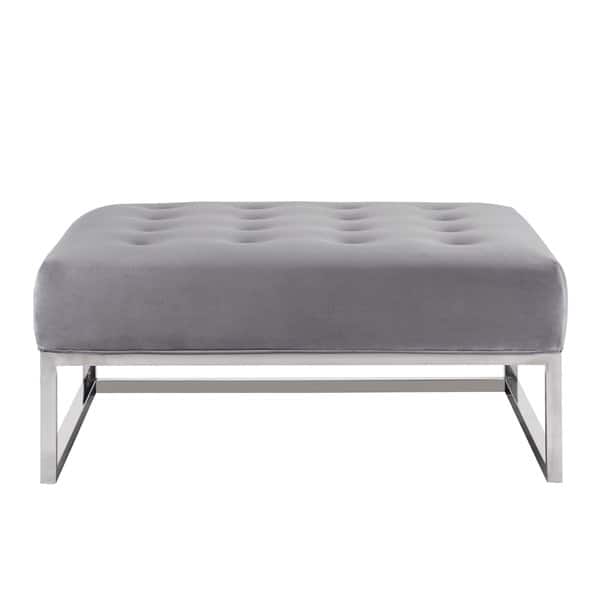 slide 2 of 4, Nova Grey Velvet Ottoman