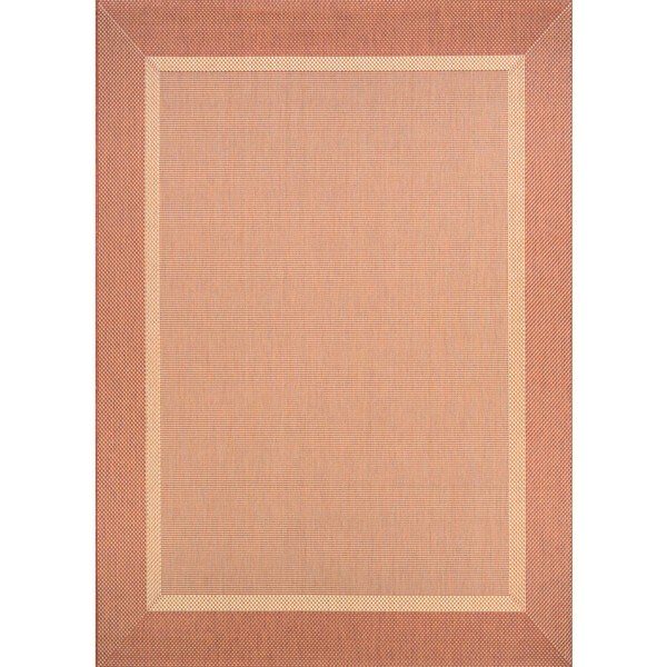 Couristan Recife Stria Texture Natural-Terra Cotta Indoor/Outdoor Area Rug - 7'6 x 10'9