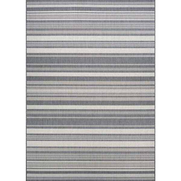 Couristan Recife Gazebo Stripe Champagne-Grey Indoor/Outdoor Rug - 7'6" x 10'9"