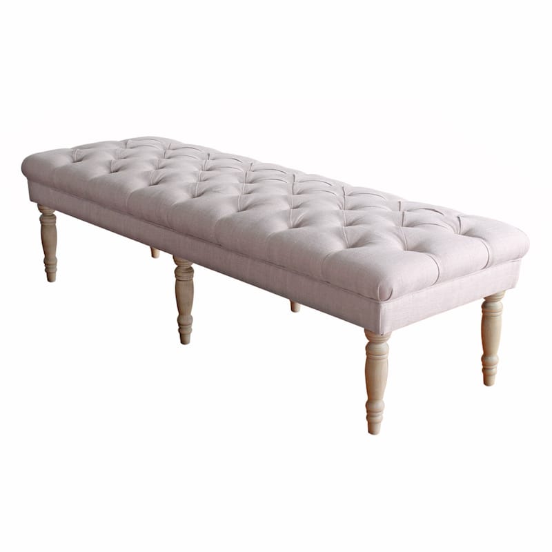 The Gray Barn Blasted Rock Natural Beige Tufted Bench