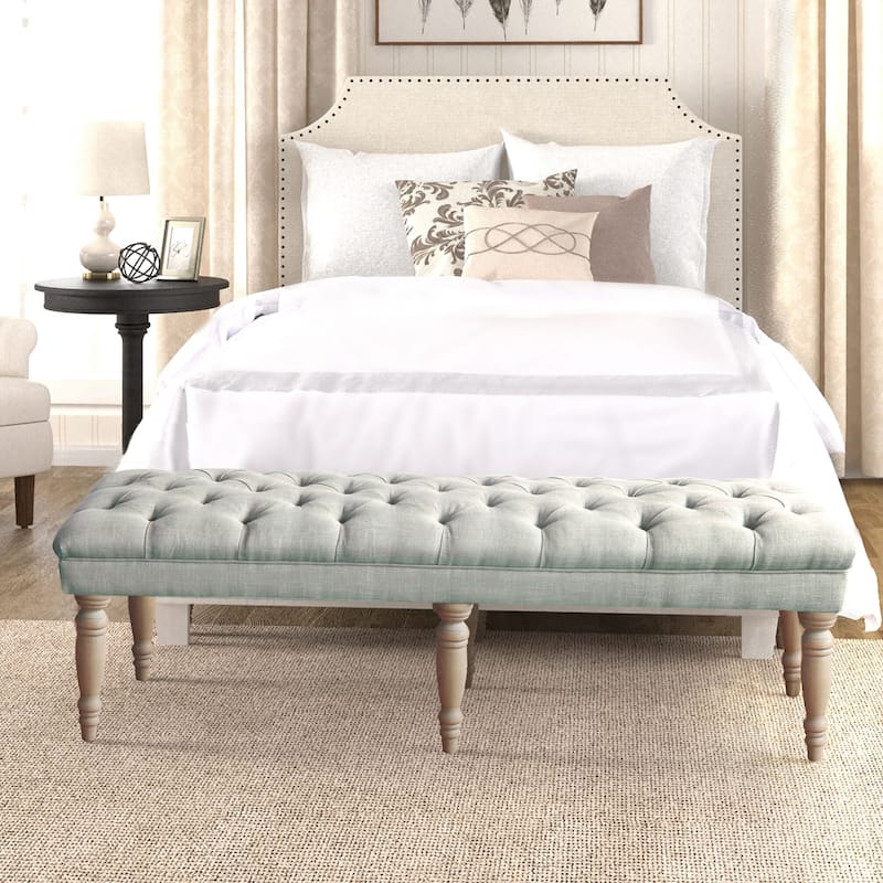 The Gray Barn Blasted Rock Grey Tufted Bench - Grey
