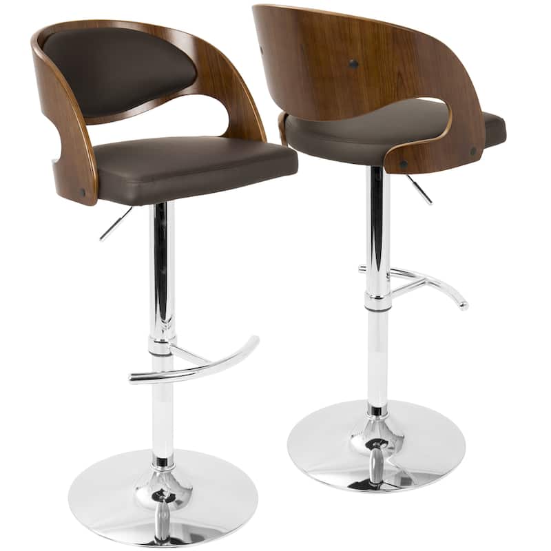 Carson Carrington Visby Adjustable Barstool with Swivel - Brown Faux Leather