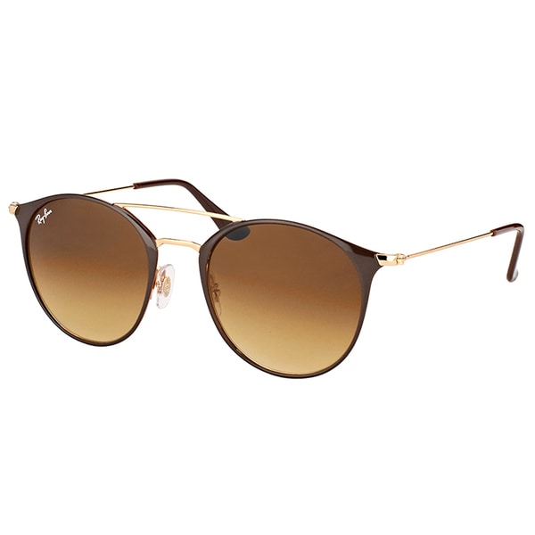 Ray-Ban RB 3546 900985 Gold Top Brown Metal Round Sunglasses with Brown Gradient Lens