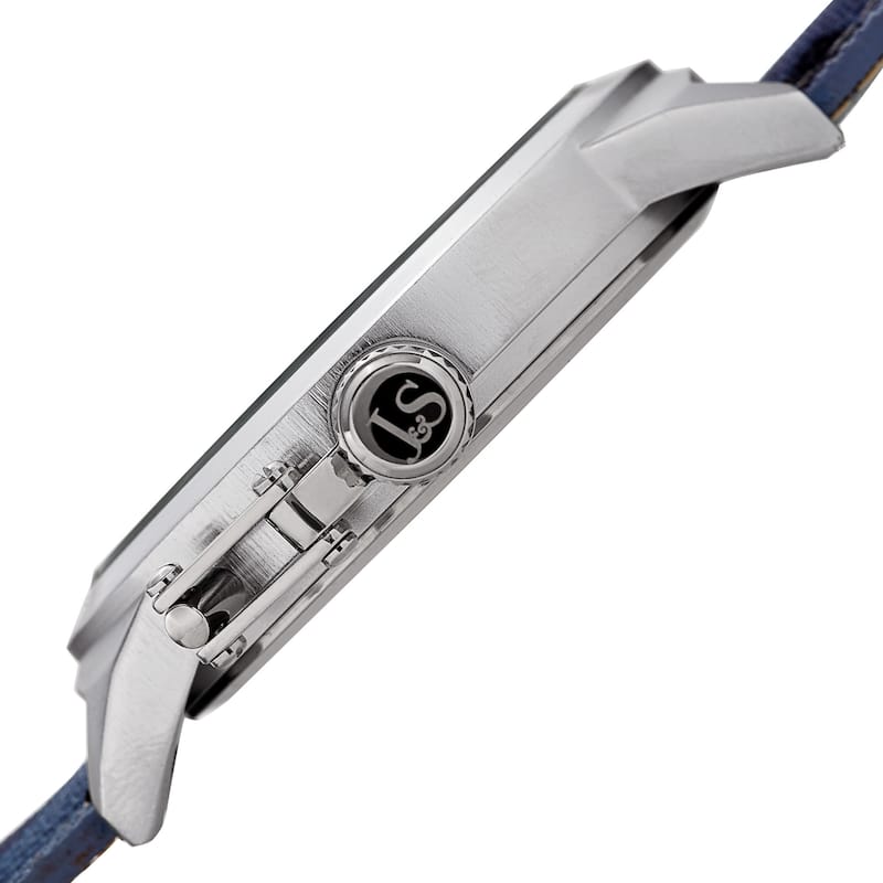 Joshua & Sons Men's Multifunction Triple Time Camouflage Blue Canvas Strap Watch
