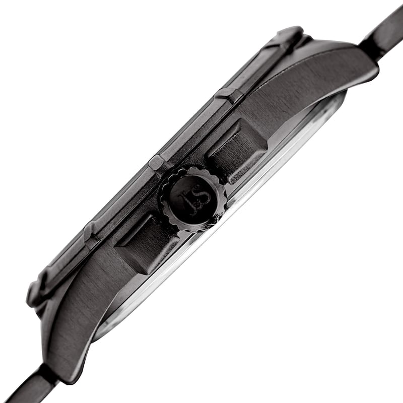 Joshua & Sons Men's Rugged Multifunction Triple Time Silver-Tone Stainless Steel Bracelet Watch