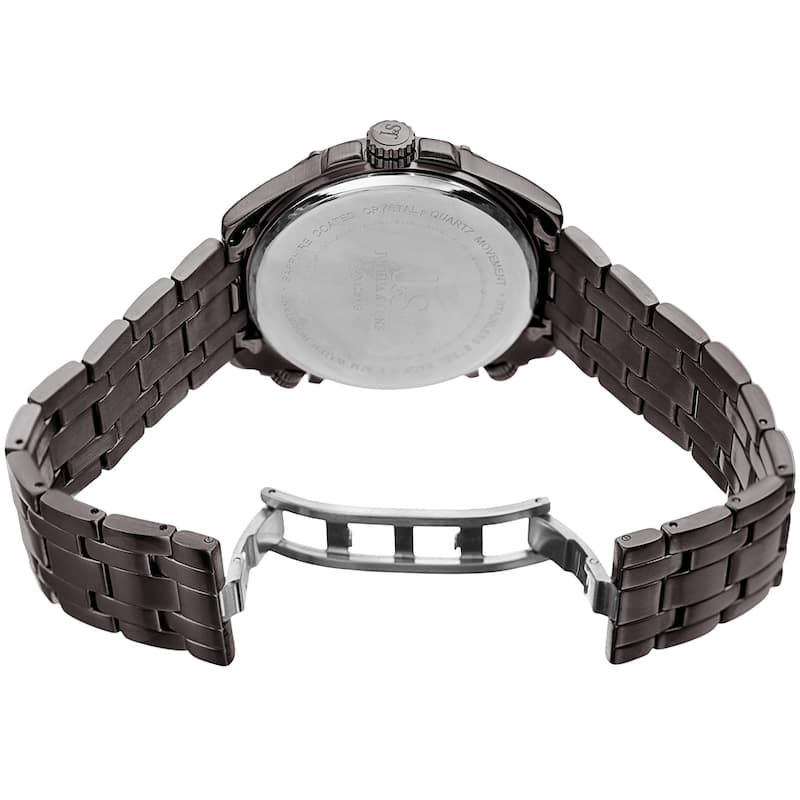 Joshua & Sons Men's Rugged Multifunction Triple Time Blue/Grey Stainless Steel Bracelet Watch