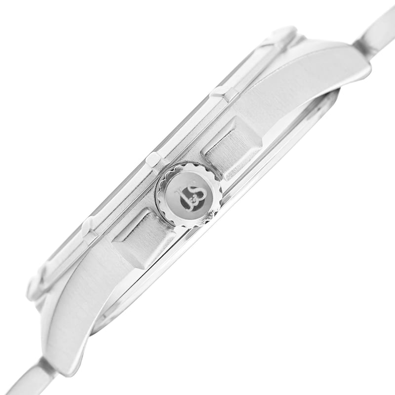 Joshua & Sons Men's Rugged Multifunction Triple Time Black/Silver-Tone Stainless Steel Bracelet Watc