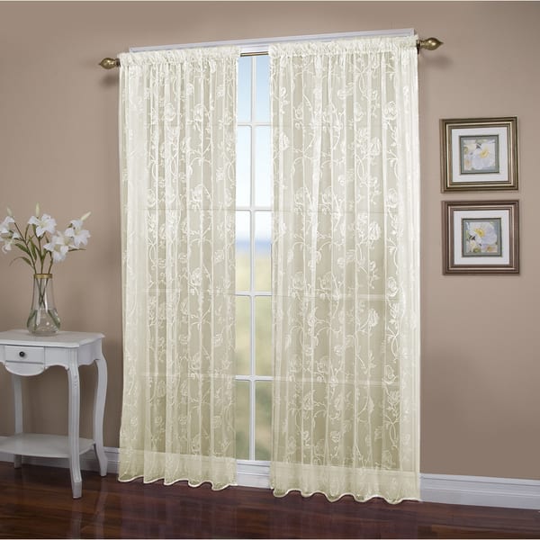 Francesca Ivory Embroidered Curtain Panel - - 14426019