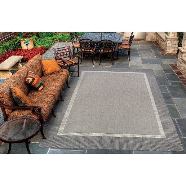 Pergola Channel Champagne-Grey Indoor/Outdoor Area Rug - 8'6" x 13'