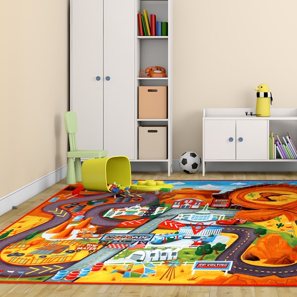 Disney Cars Multicolor Polyester Kids Rug by Gertmenian multi