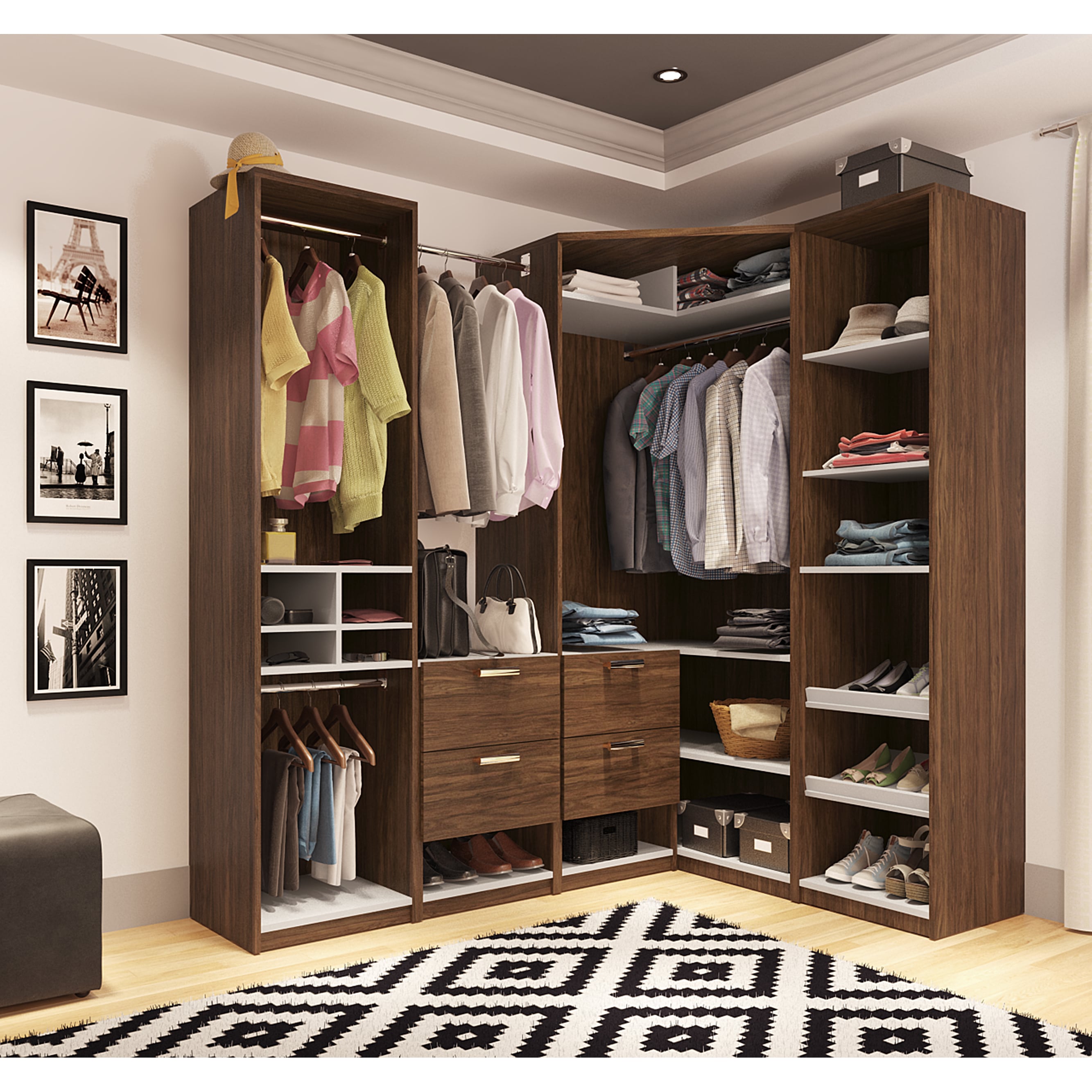 Choco closet◎　0724 Amazon.com: MIIIKO Wardrobe Closet with 2 Doors, 72