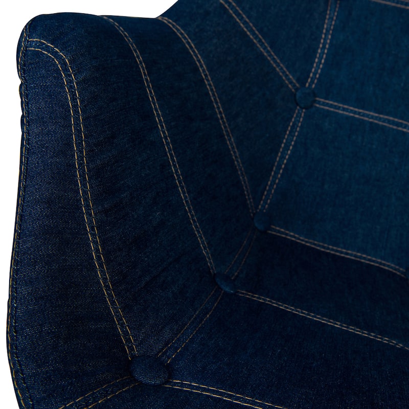 4-Piece Modern Tufted Denim Lounge Armchair with Beech Wood Legs, Upholstered Accent Side Chair for Living Room & Office