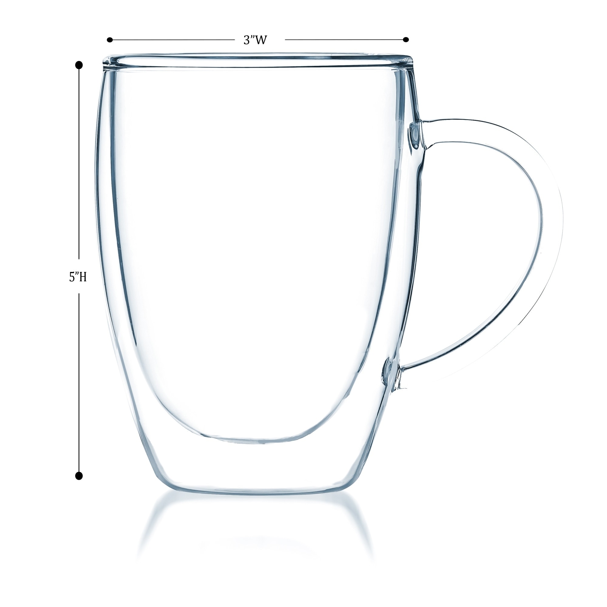 MEWAY 12oz/4 Pack Coffee Mugs,Clear Glass Double Wall Cup with Handle for Coffee, Tea, Latte, Cappuccino (12 oz,4)