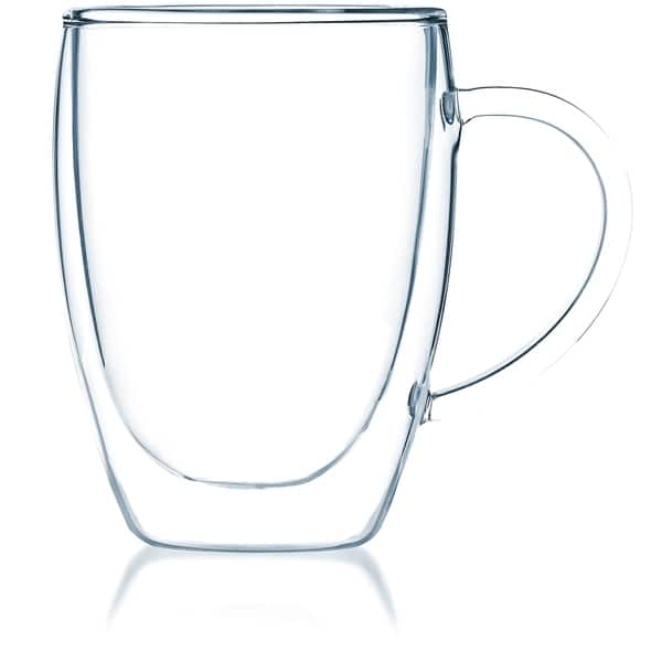 Bistro Mug with Handle from JavaFly Double Walled Thermo Glass Cup Set of 2 12oz