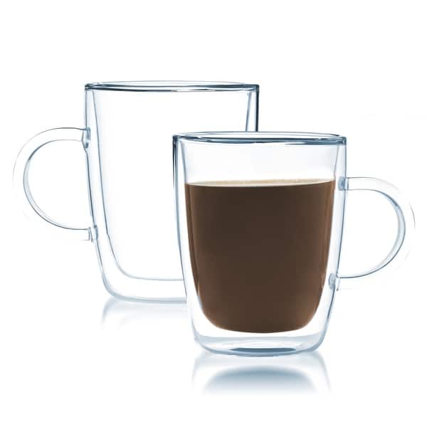 Javafly Double-walled Clear Glass 12-ounce Coffee Cup (Set of 2) - Bed Bath  & Beyond - 14427918