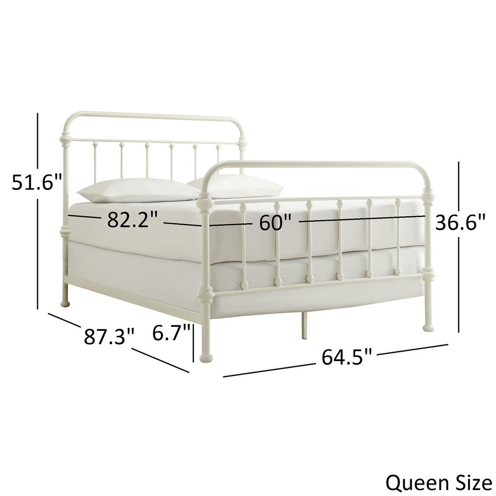 Queen Inspire Q Giselle Antique White Graceful Lines Victorian Iron Metal Bed 