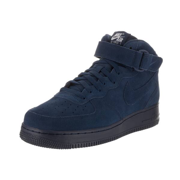 Nike Men S Air Force 1 Mid 07 Blue Suede Basketball Shoes Overstock