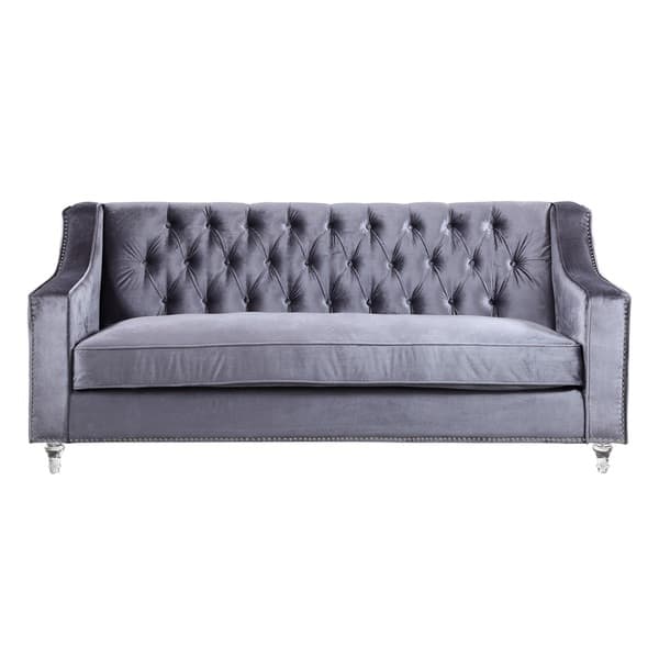 slide 1 of 7, Chic Home Berry Velvet Round Acrylic Feet Sofa, Grey
