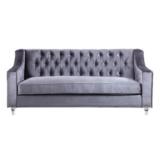 Chic Home Berry Velvet Round Acrylic Feet Sofa, Grey