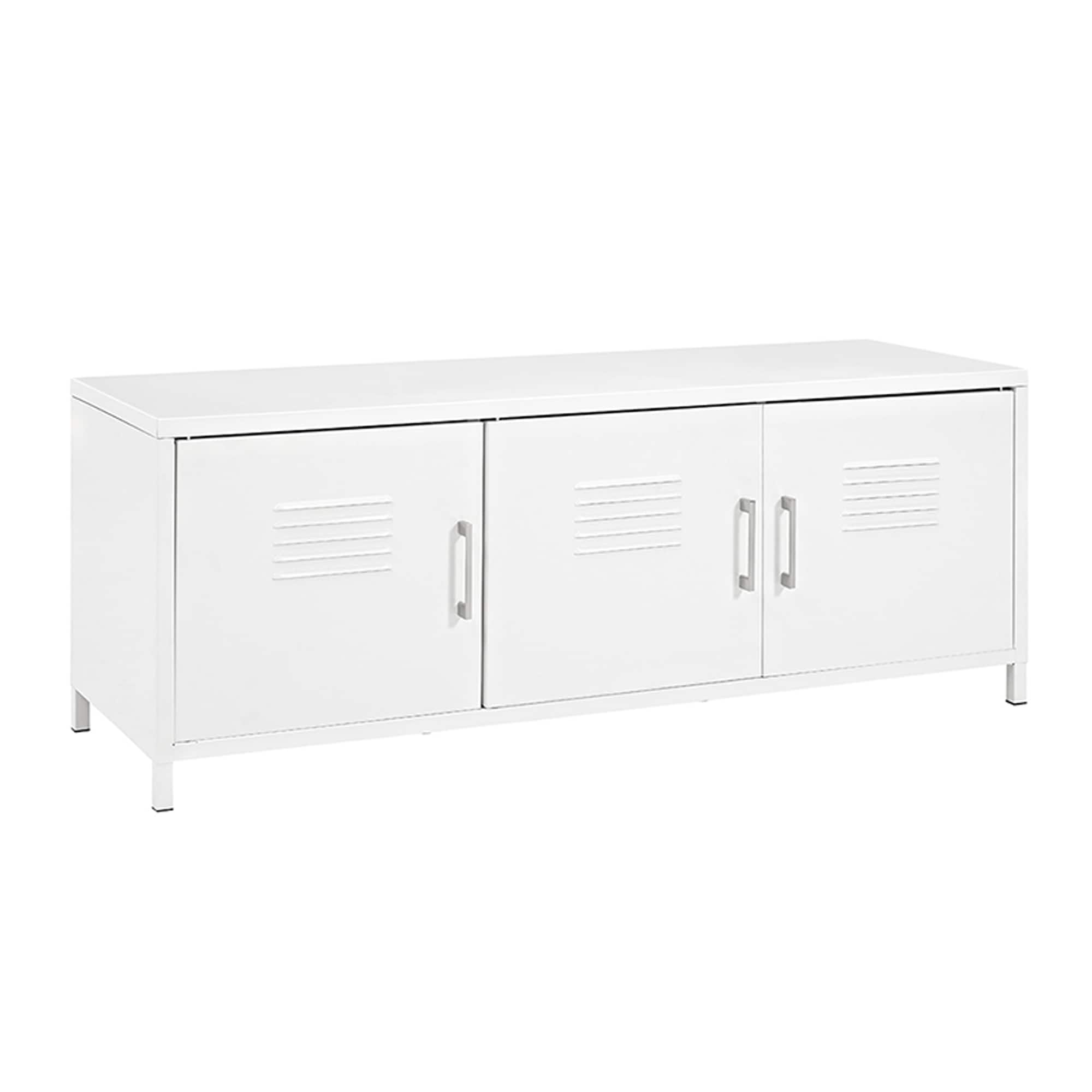 Shop 48 White Metal Locker Style Storage Bench Overstock 14428230