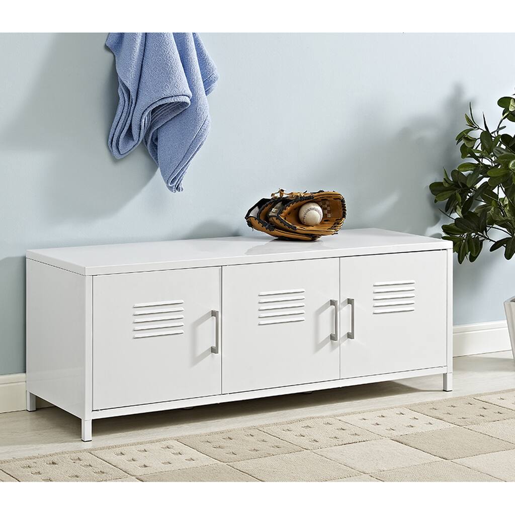 DISCO 48" White Metal Locker Style Storage Bench