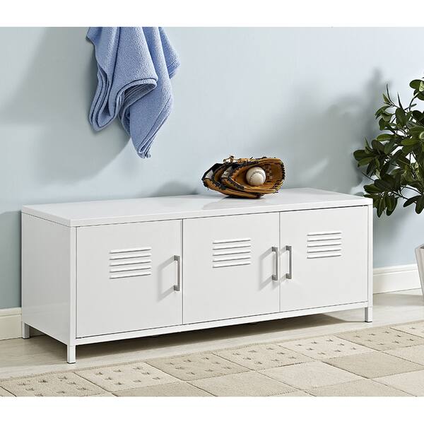DISCO 48" White Metal Locker Style Storage Bench