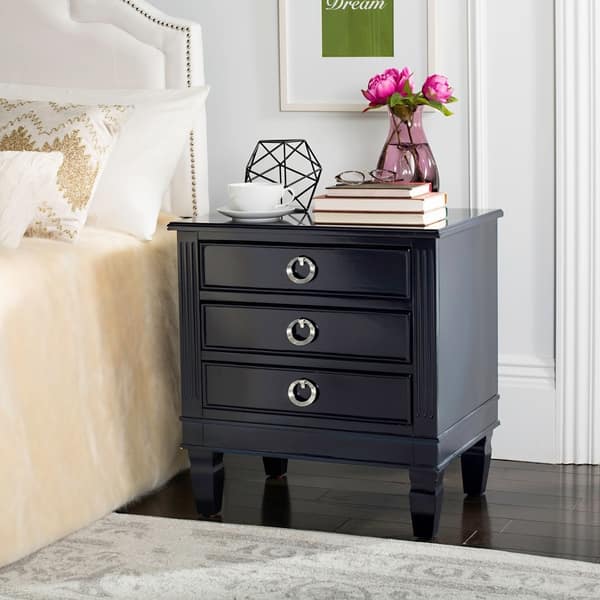 Shop Safavieh Kira Three Drawer Navy Navy Night Stand On Sale Overstock 14428361