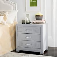 Safavieh Raina Three Drawer Greek Key Grey / Grey Night Stand