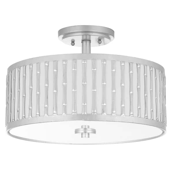 Shop Safavieh Lighting Pierce 3 Light Bamboo Silver Flush