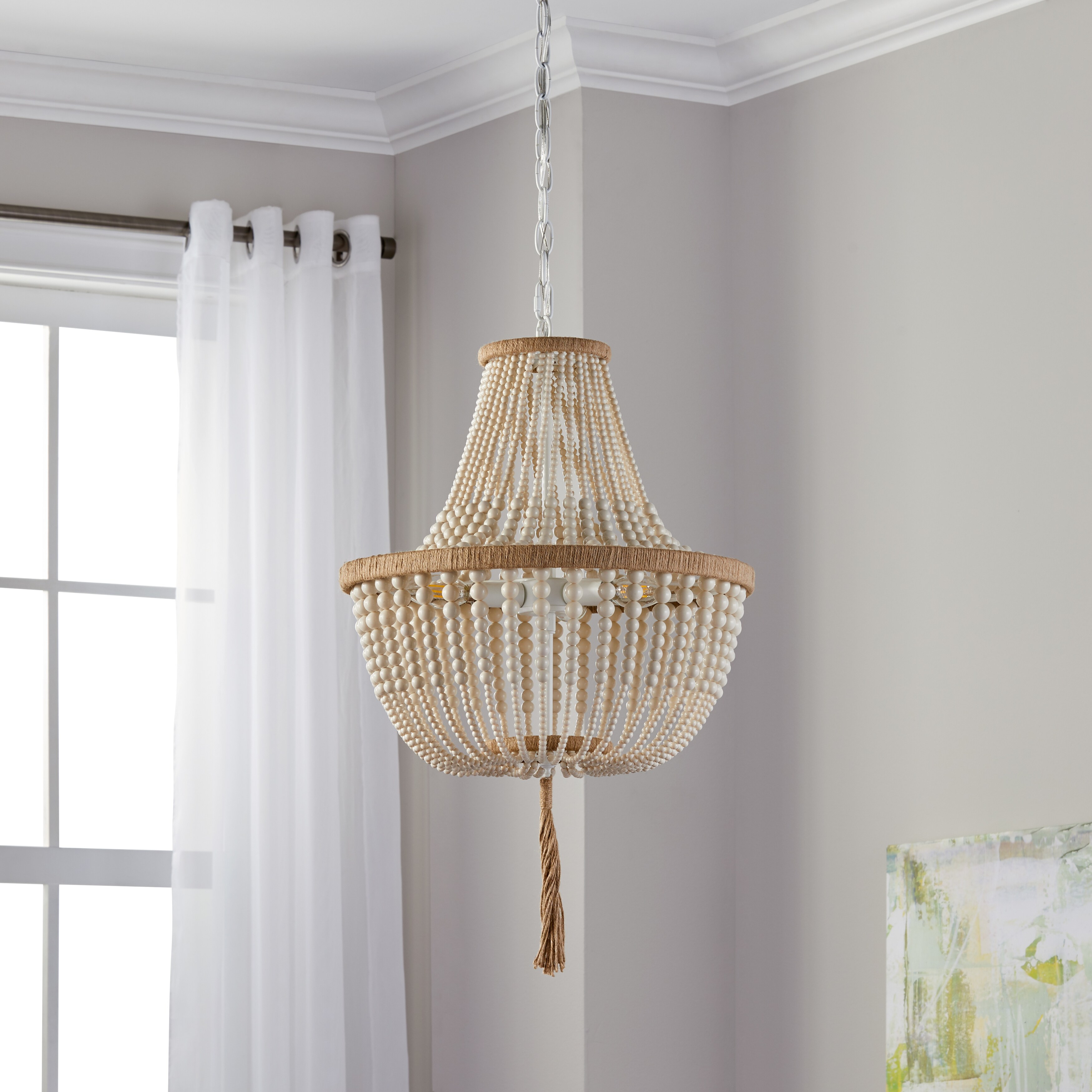 Safavieh Lighting Kristi 3 Light Cream Adjule Beaded Pendant Safavieh Lighting Kristi 3 Light Cream Adjule Beaded Pendant