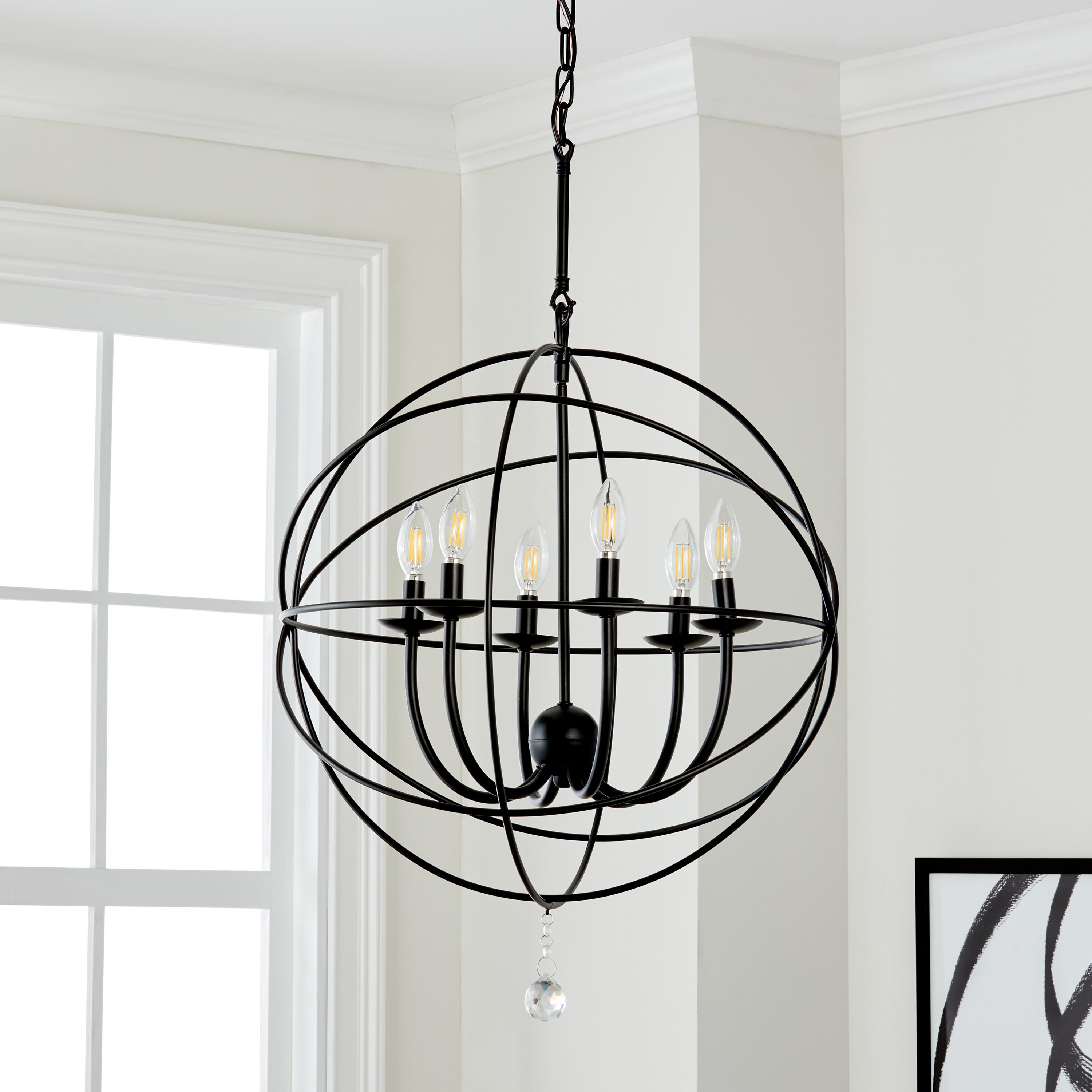 Safavieh Lighting Evie 6-light Black/ Clear Adjustable Chandelier (LIT4521A) - Chandeliers For Bedrooms by Overstock.com