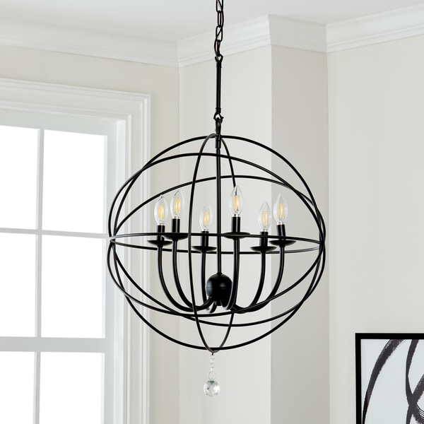 Safavieh Lighting 22-inch Evie Black/ Clear Adjustable Chandelier