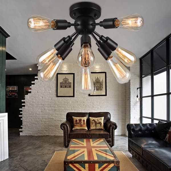 slide 2 of 5, Juvan Antique Bronze Edison Bulbs 8-light Ceiling Light