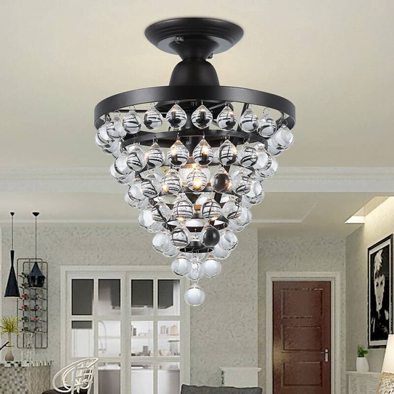 Stanzo 1-light Antique Bronze Tear Drop Crystal Ceiling Light