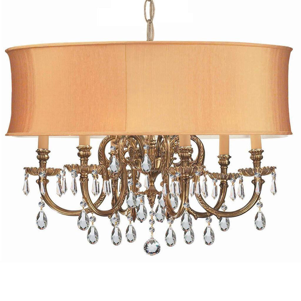Brentwood 6-light Olde Brass/Golden Teak Crystal Chandelier - Chandeliers For Bedrooms by Overstock.com