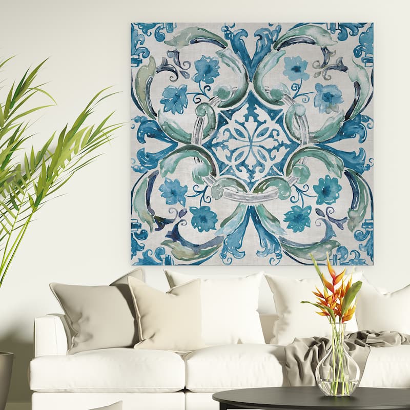 'Caribbean Tile I' Canvas Premium Gallery-wrapped Canvas Wall Art