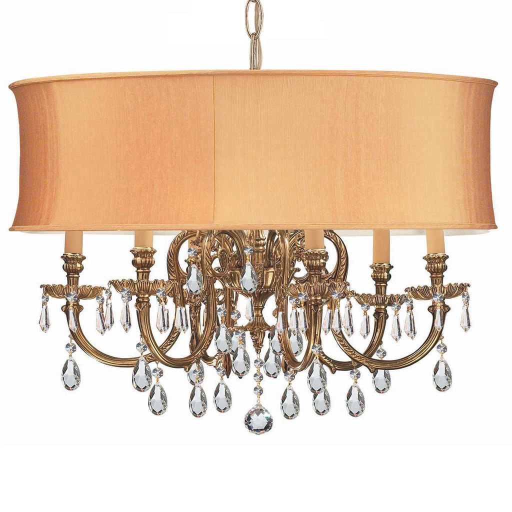 Brentwood Collection 6-light Olde Brass/Crystal Chandelier - Chandeliers For Bedrooms by Overstock.com