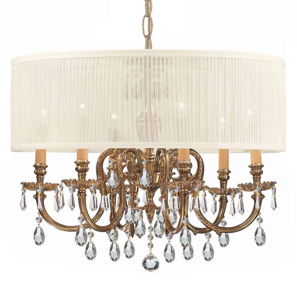 Brentwood Collection 6-light Olde Brass/Crystal Chandelier - Chandeliers For Bedrooms by Overstock.com