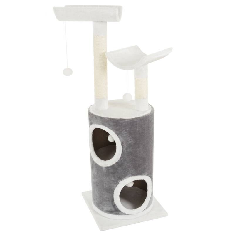 5-Tier Cat Tower Tree with Napping Perches, Cat Condo, Sisal Rope Scratching Posts, Hanging Toys - 15.75” x 15.75” x 44.75”