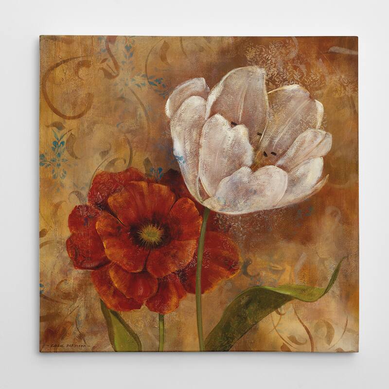 'Flower Duet I' Canvas Premium Gallery-wrapped Wall Art