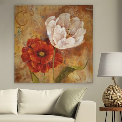 'Flower Duet I' Canvas Premium Gallery-wrapped Wall Art