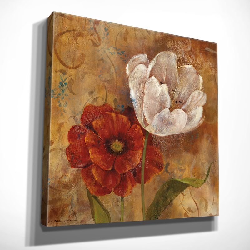 'Flower Duet I' Canvas Premium Gallery-wrapped Wall Art