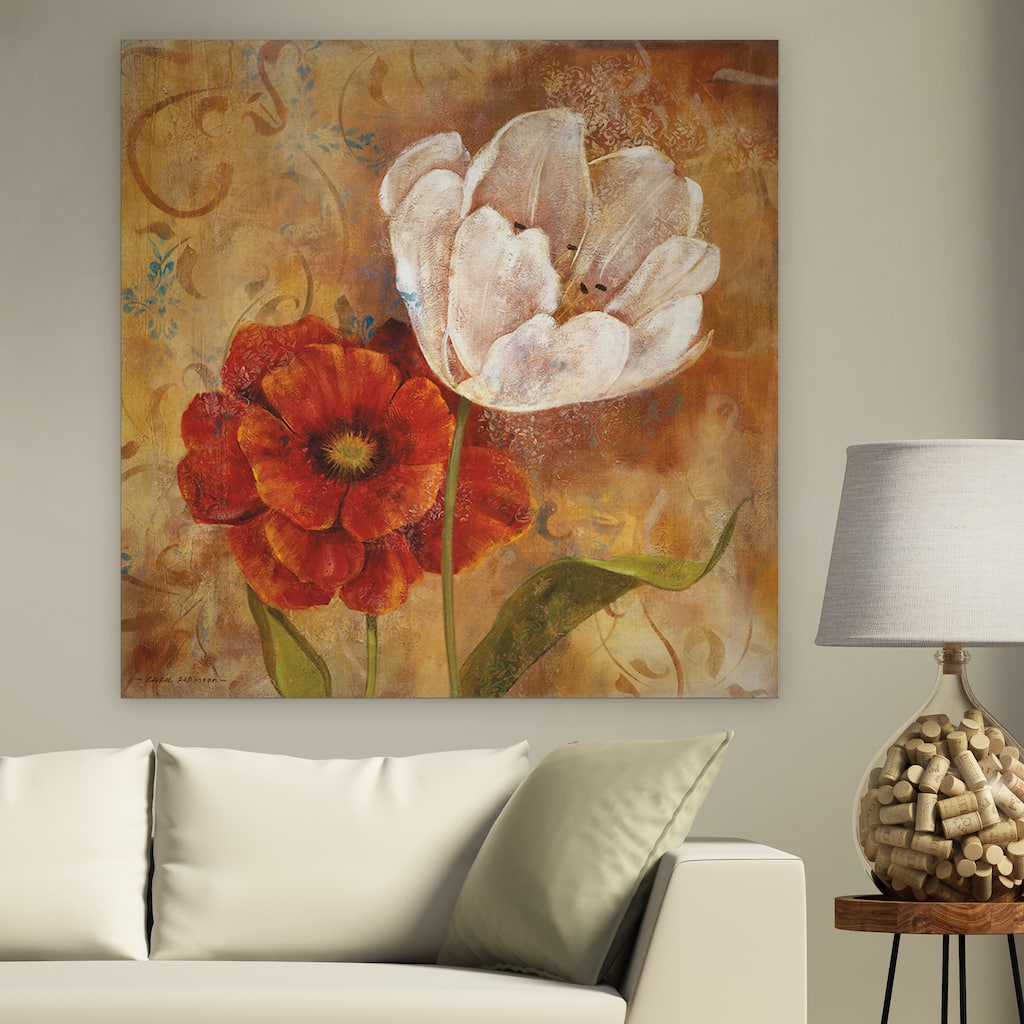'Flower Duet I' Canvas Premium Gallery-wrapped Wall Art