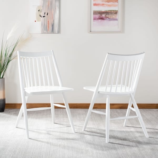 SAFAVIEH Dining 19-inch Wren White Spindle Dining Chair (Set ...