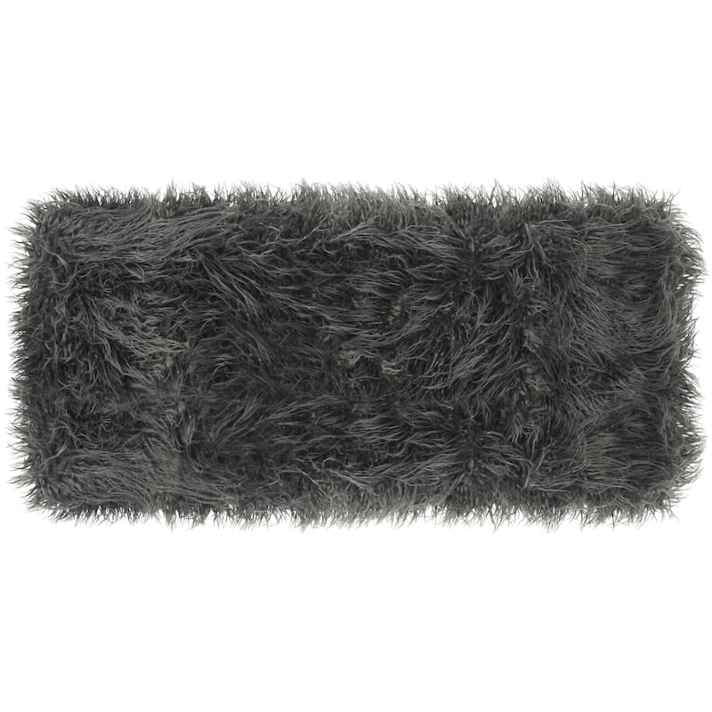 SAFAVIEH Maia Grey Faux Sheepskin Bench - 38" x 18" x 17.3"