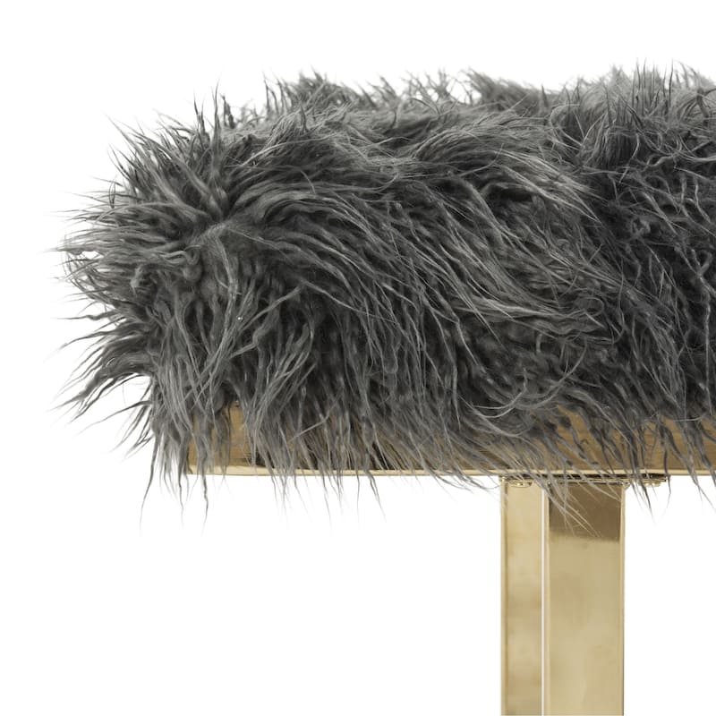 SAFAVIEH Maia Grey Faux Sheepskin Bench - 38" x 18" x 17.3"